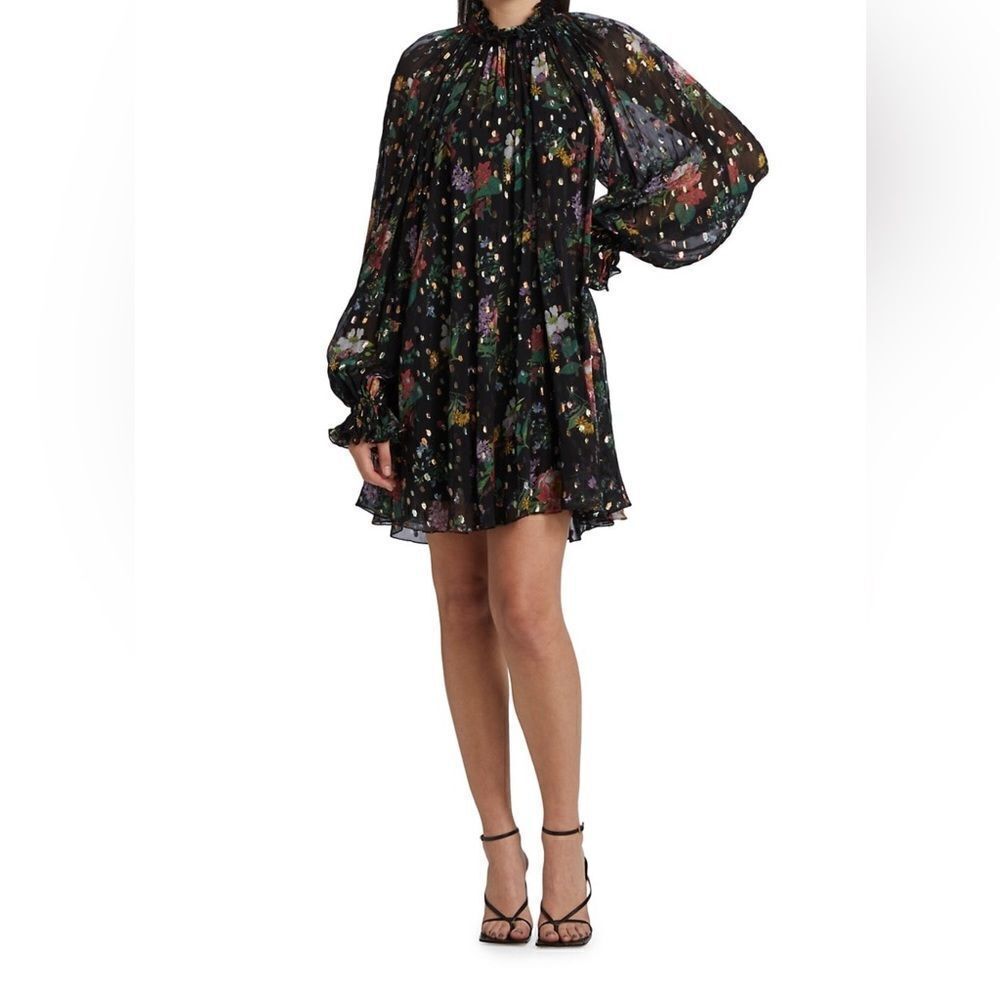 Amur Yael Sheer Pleated A-Line Dress size 6